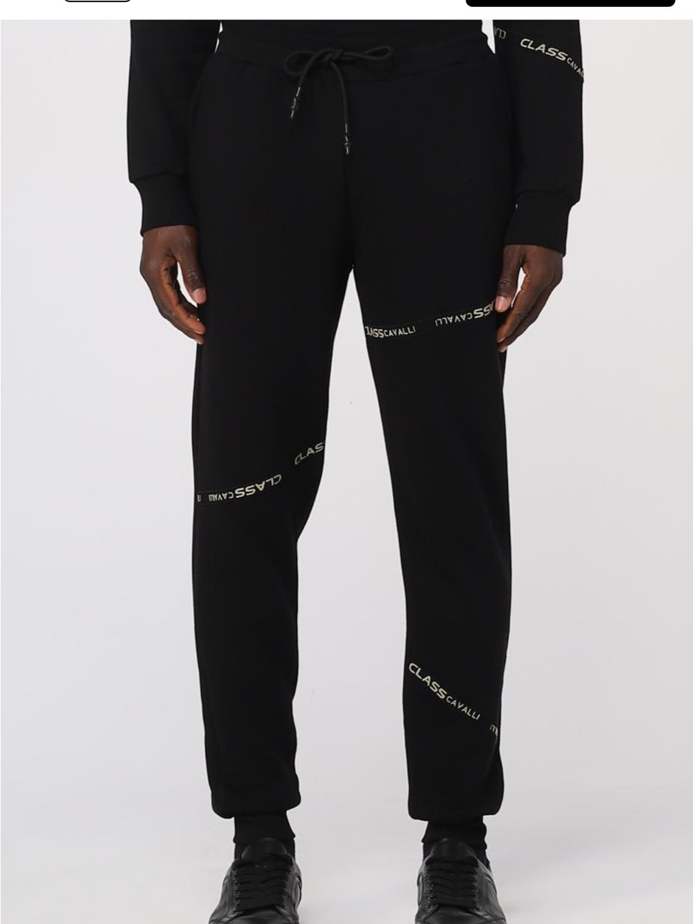 Cavalli Class Black Logo-Print Jogger Pants